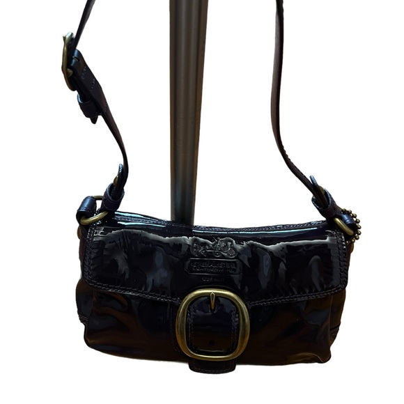COACH Mini Purple Patent Leather Shoulder Bag - Picture 2 of 10